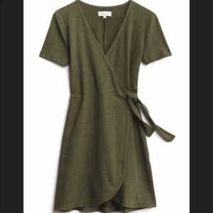 Madewell Texture And Thread Wrap Dress (Green, S)